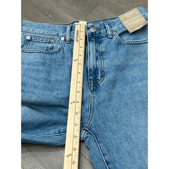 Madewell Womens Blue Distressed Raw Hem High Rise 90s Straight Leg Jeans 26 NWT - Picture 9 of 10